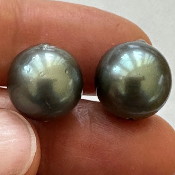 Real TAHITIAN Pearl Earrings -925 Sterling Silver - Classic Elegant - Picture 4 of 9